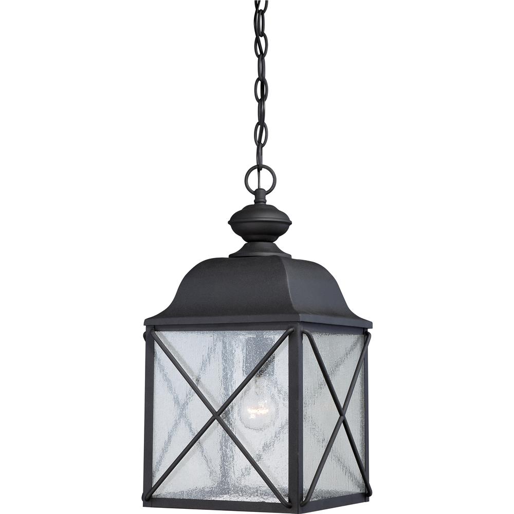 Nuvo Lighting 60/5624  Wingate 1 Light Outdoor Hanging Fixture with Clear Seed Glass in Textured Black Finish